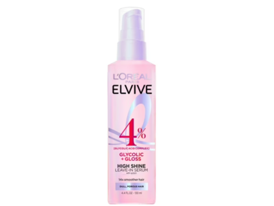 L'Oreal Paris Elvive High Shine Leave-In Serum, 4% Glycolic + Gloss, 4.4 fl oz/130 mL