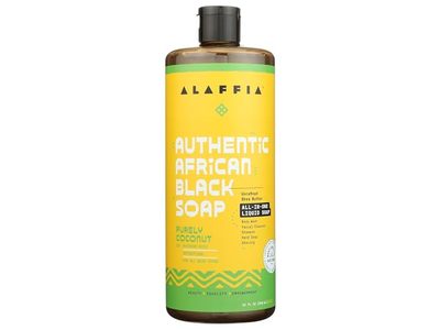 Alaffia Authentic African Black Soap, Purely Coconut, 32 fl oz/946 mL