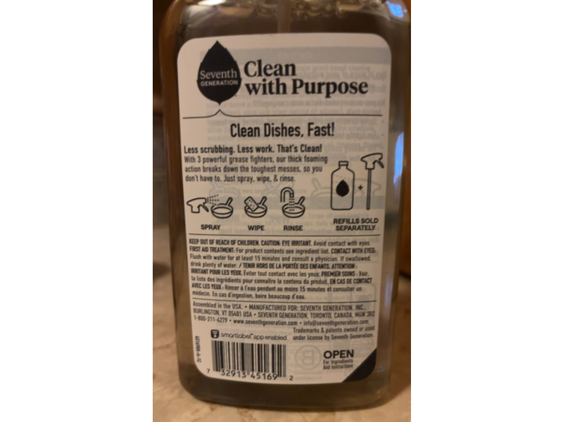 Seventh Generation Power+ Foaming Dish Spray, Mandarin Orange, 16 fl oz/473 mL