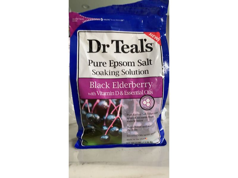 Dr Teal's Pure Epsom Salt Soak, Black Elderberry with Vitamin D & Essential Oils, 1.36 Kg