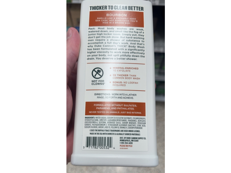 Duke Cannon Supply Co. Body Wash, Bourbon, 18 fl oz/532 mL