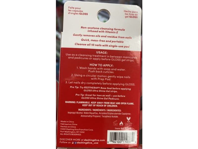 Dashing Diva Red Therapy Prep Pads, 20 Count