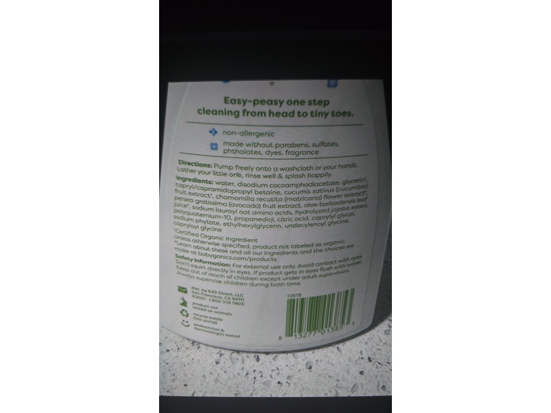 Babyganic Foaming Shampoo & Body Wash, 16 fl oz/473 mL