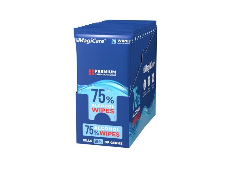 MagiCare 75% Alcohol Wipes, Large, 200 Count