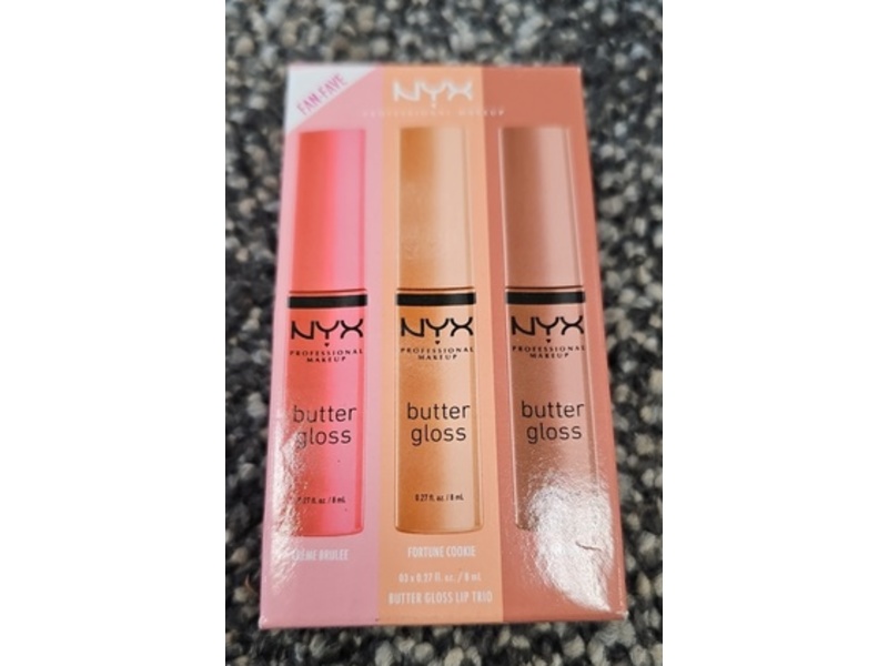Nyx Professional Makeup Butter Gloss Lip Trio, Creme Brulee + Fortune Cookie & Madeleine, 0.27 fl oz/8 mL