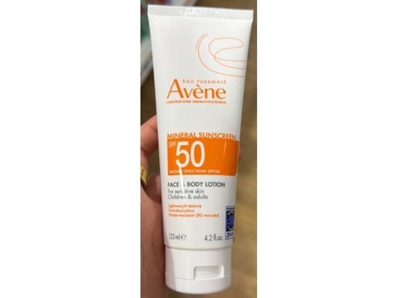 Avene Mineral Face & Body Sunscreen Lotion, SPF 50, 4.2 fl oz/125 mL