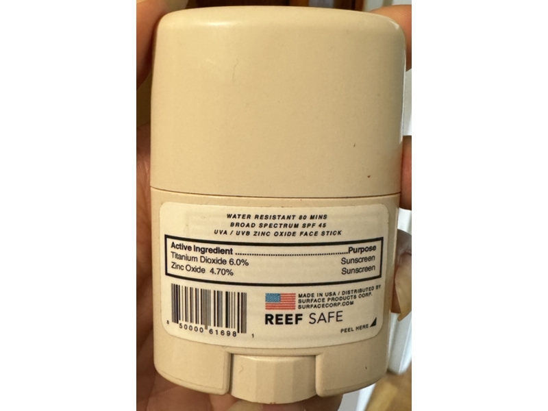 Surface Mineral Zinc Oxide Tinted Sunscreen Stick, SPF 45, 0.5 oz/15 mL