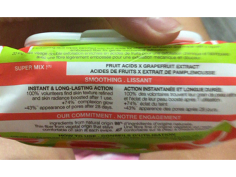 Sephora Dual Exfoliating Wipes, Grapefruit, 20 Count