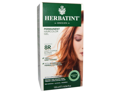 Herbatint Permanent Haircolor Gel, 8R Light Copper Blonde, 4.56 fl oz/135 mL, 2 Applications