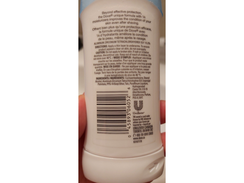 Dove Cool Essentials Invisible Solid Antiperspirant, 74 g