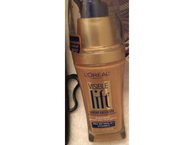 Loreal Paris Visible Lift Foundation, Serum Absolute, Buff Beige, SPF 17, 1 fl oz/30 mL
