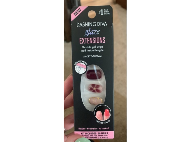 Dashing Diva Glaze Extensions Flexible Gel Stripes, Ruby Blooms, 0.03 fl oz/1 g