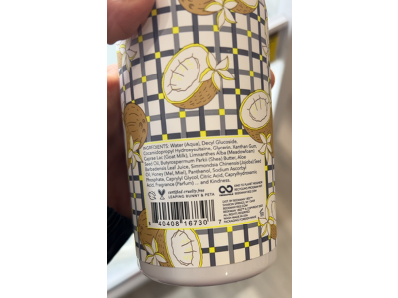 Beekman 1802 Goat Milk Hand & Body Wash, Coconut Cream, 12.5 fl oz/370 mL