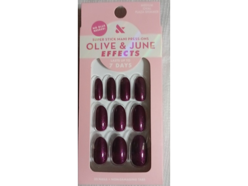 Olive & June Super Stick Mani Press-On Nails, Plaza Shimmer, 32 Count
