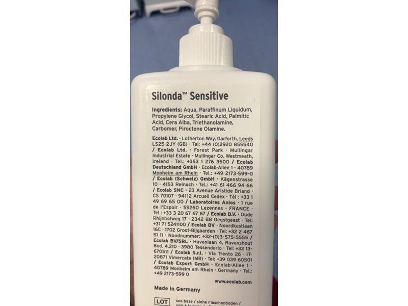 Ecolab Silonda Sensitive Skin Care Lotion, 500 mL