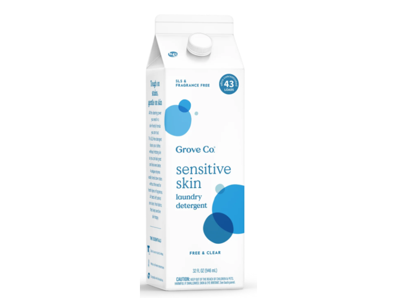 Grove Co Sensitive Skin Laundry Detergent, Free & Clear, 32 fl oz/946 mL, 43 Loads