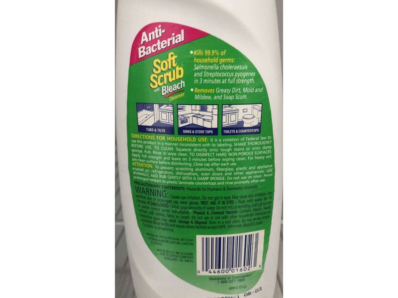 Soft Scrub Cleanser, Bleach, 24 oz/680 g, Pack Of 3