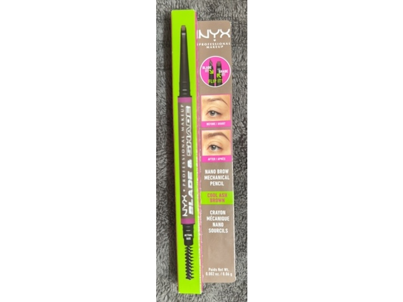 NYX Professional Makeup Blade & Shade Nano Brow Mechanical Pencil, 03 Cool Ash Brown, 0.002 oz/0.06 g