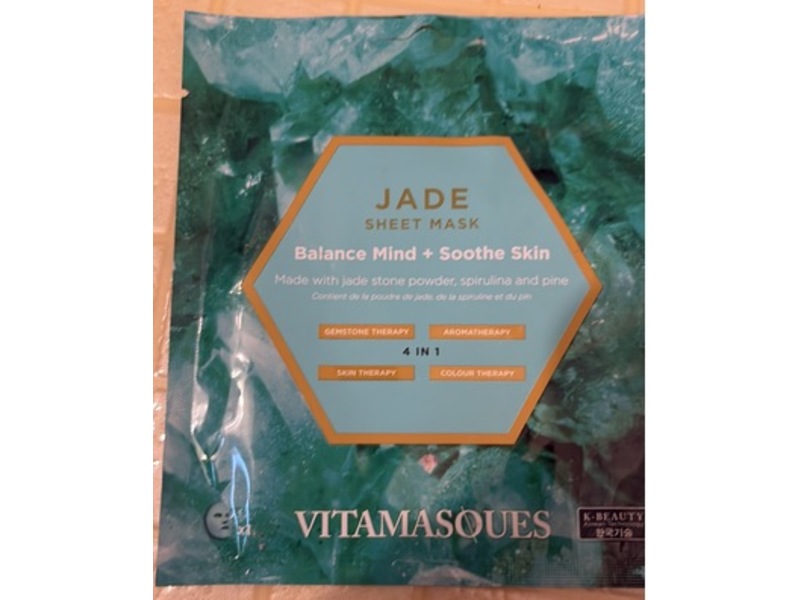 Vitamasques Sheet Mask, Jade Stone Powder, Spirulina & Pine, 0.74 fl oz/22 mL