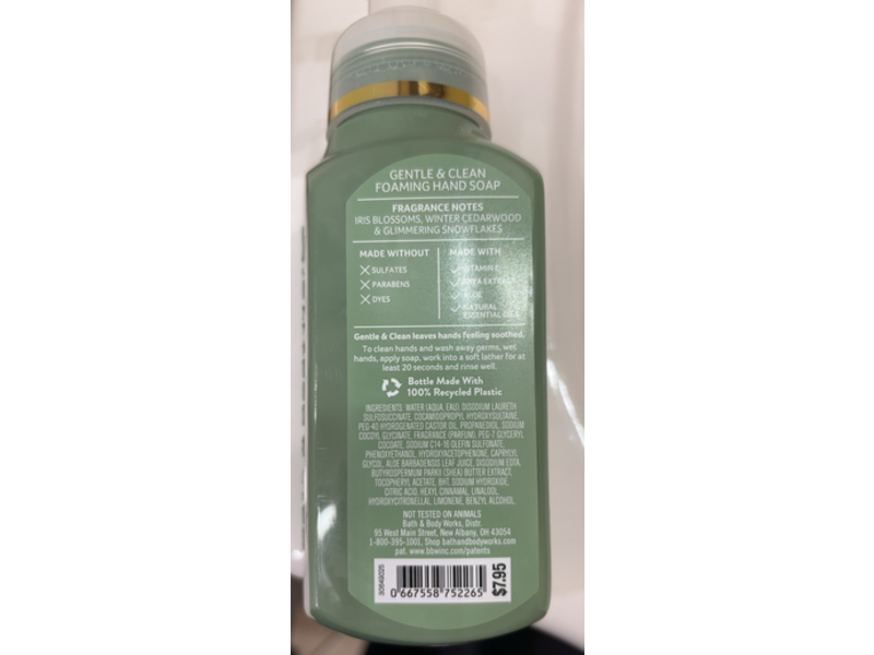 Bath & Body Works Gentle & Clean Foaming Hand Soap, White Iris & Cedarwood, 8.75 fl oz/259 mL