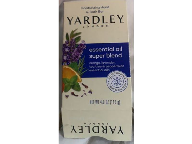Yardley London Moisturizing Hand & Bath Bar, Orange, Lavender, Tea Tree & Peppermint, 4.0 oz/113 g