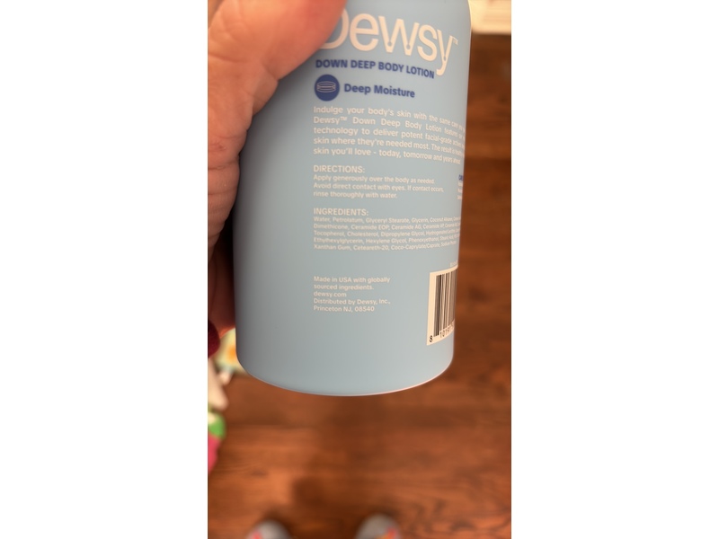 Dewsy Down Deep Body Lotion, Fragrance Free, 16 fl oz/473 mL