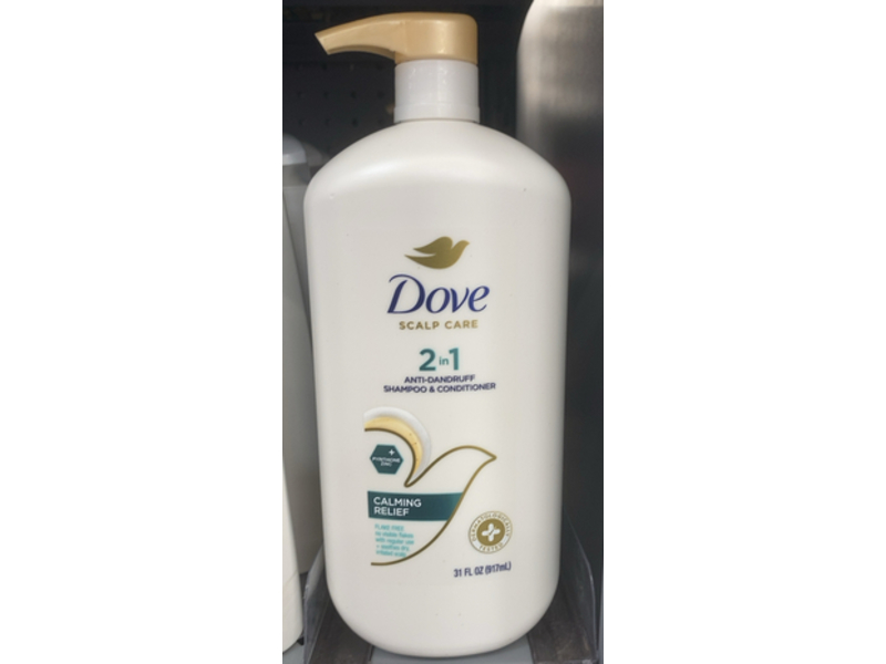 Dove Calming Relief 2 In 1 Anti-Dandruff Shampoo& Conditioner, 31 fl oz/917 mL