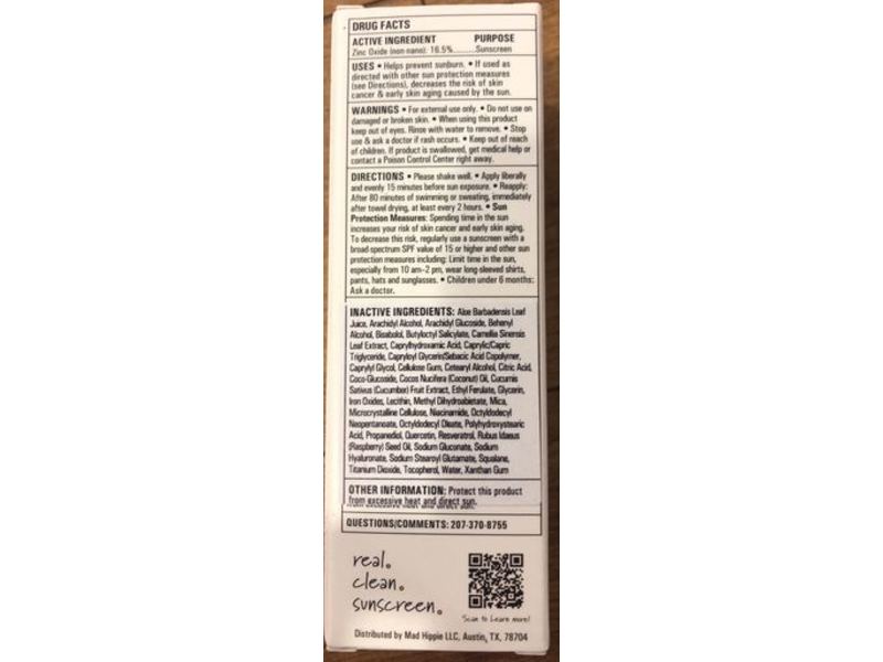 Mad Hippie Luminizing Facial Sunscreen, Zinc Oxide, SPF 29+, Squalane & Hyaluronic Acid, 2.0 fl oz/59 mL