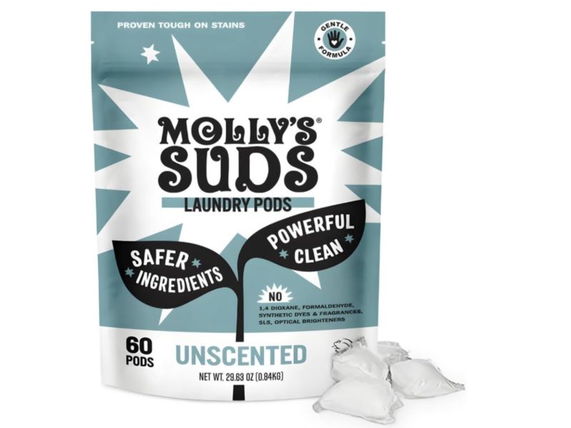 Molly's Suds Laundry Pods, 29.63 oz/0.84 Kg, Unscented, 60 Pods