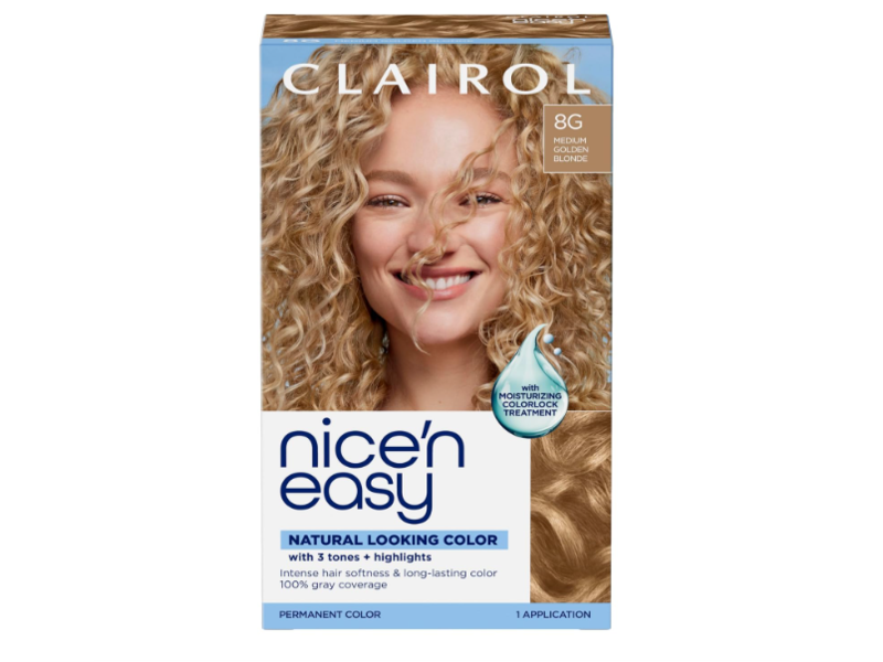 Clairol Nice'n Easy Permanent Hair Color, 8G Medium Golden Blonde, 1 Application