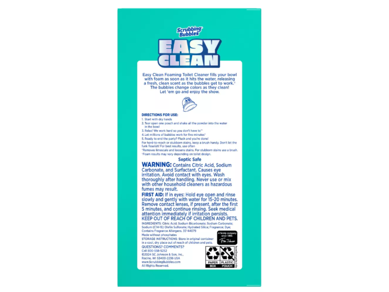 Scrubbing Bubbles Easy Clean Foaming Toilet Cleaner Powder Pouches, 7 oz/200 g, 2 Count