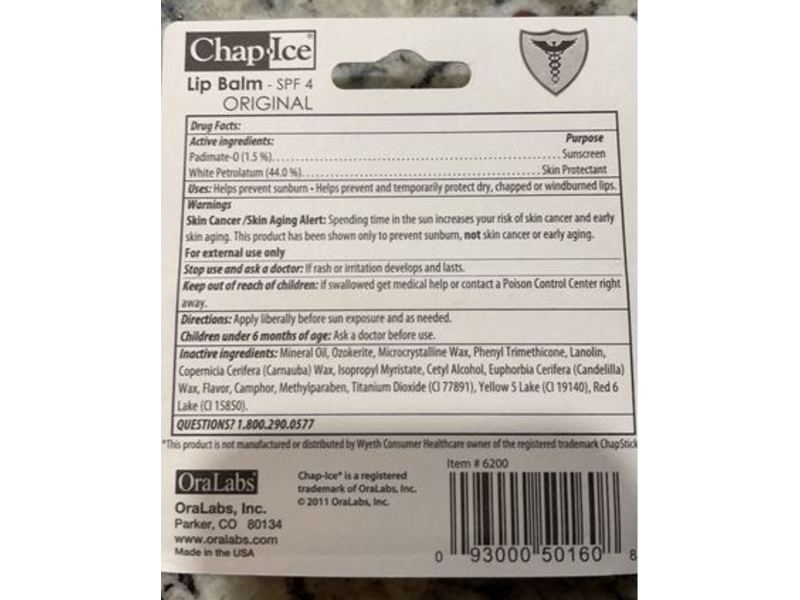 Chap Ice Lip Balm, Original, SPF 4, 0.15 oz/4.25 g, Pack Of 2