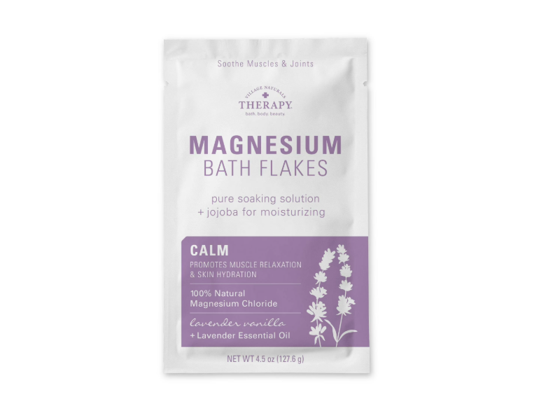 Village Naturals Therapy Calm Magnesium Bath Flakes, Lavender Vanilla, 4.5 oz/127.6 g, Pack Of 10