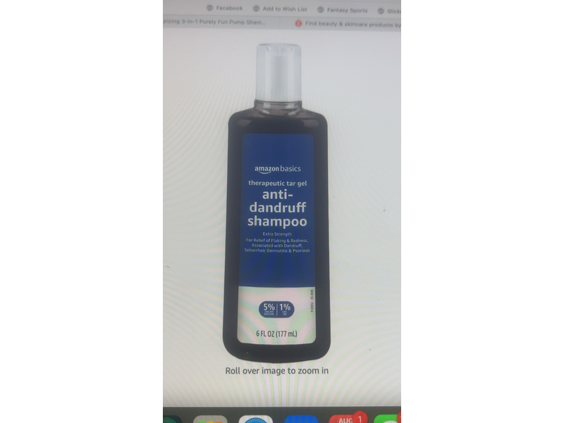 Amazon Basics Therapeutic Tar Gel Anti-Dandruff Shampoo, 6 fl oz/177 mL