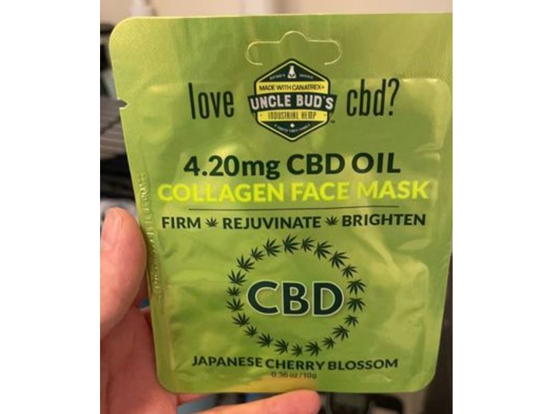 Uncle Bud's Collagen Face Mask, Japanese Cherry Blossom, 4.20 mg Cbd Oil, 0.36 oz/10 g