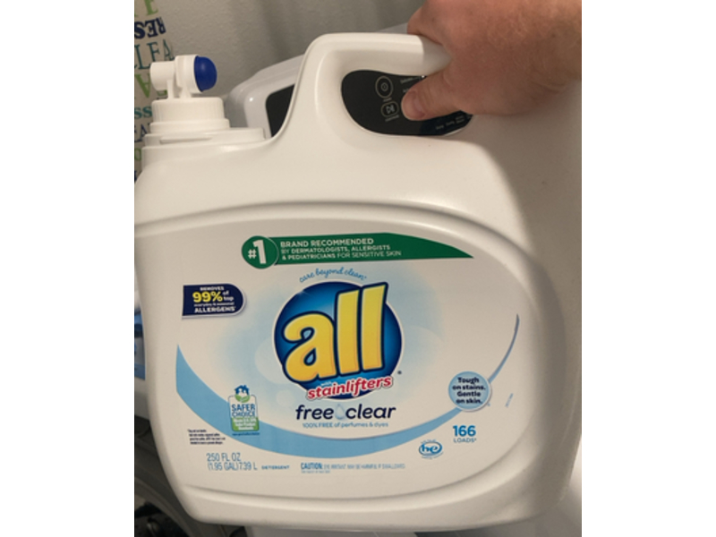 All Stainlifters Laundry Detergent, Free & Clear, 166 Loads, 250 fl oz/7.39 L