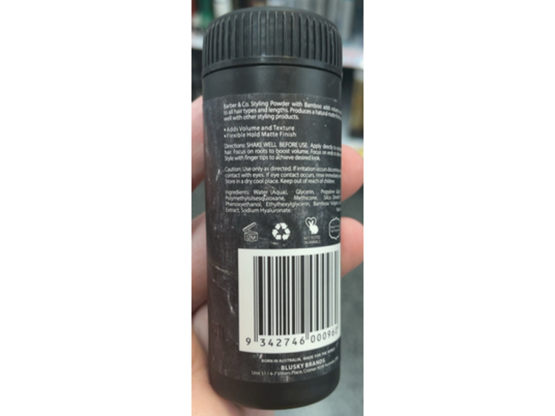 Barber & Co. Styling Powder, Bamboo Extract, 1.1 oz/30 g