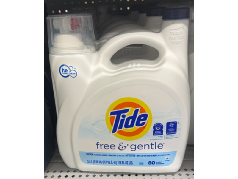 Tide Free & Gentle Laundry Detergent, 80 Loads, 115 fl oz/3.4 L