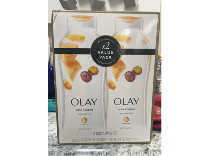 Olay Ultra Moisture Body Wash, Shea Butter, 22 fl oz/650 ml, Pack Of 2