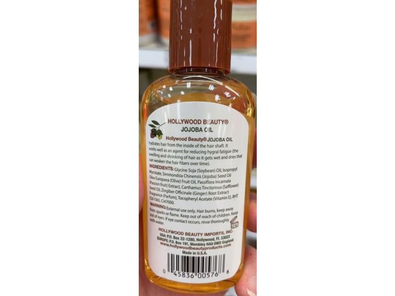Hollywood Beauty Jojoba Oil, Hydrates & Conditions, 2 fl oz/59.2 mL