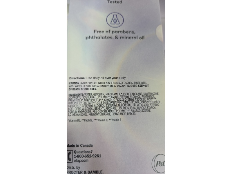 Olay Super Serum Body Lotion, Niacinamide, AHA, Collagen Peptide, Vitamin C & E, 18.5 fl oz/547 mL, Pack Of 2