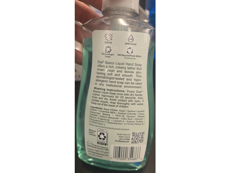Dial Professional Basics Hypoallergenic Liquid Hand Soap, 11 fl oz/325 mL