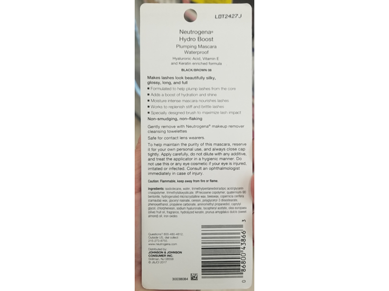 Neutrogena Hydro Boost Plumping Waterproof Mascara, Black/Brown 08, 0.21/6 g