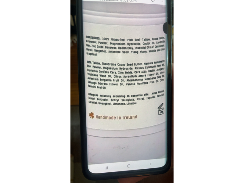 Ancestral Cosmetics Tallow Deodorant, Sweet Meadow, 1.7 oz/50 g