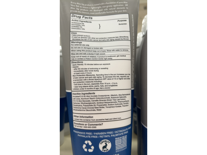 Aloe Up Sport Sunscreen Lotion, SPF 50, 6 fl oz/177 mL