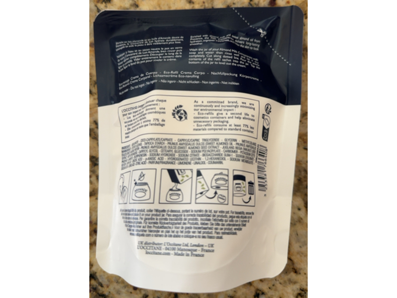 L'occitane Eco Refill Milk Concentrate, Almond, 6.9 fl oz/200 mL