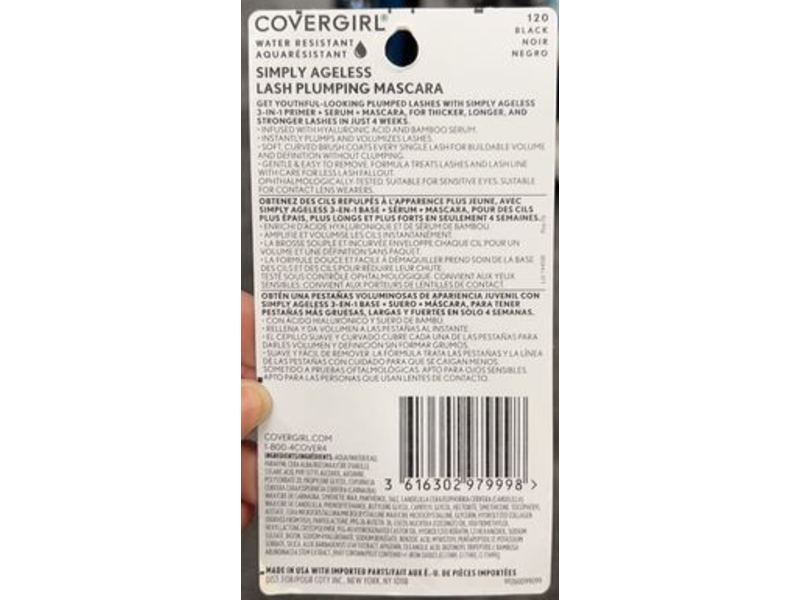 Covergirl Simply Ageless Lash Plumping Mascara, Black Noir, 0.4 fl oz/12 mL