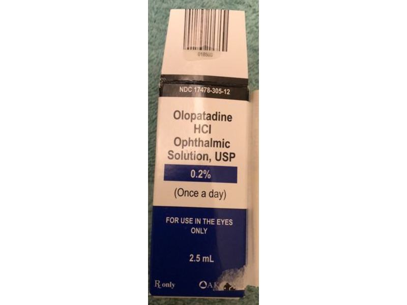Olopatadine HcCl Ophthalmic Solution, Usp 0.2%, 2.5 mL, Akorn, (RX)