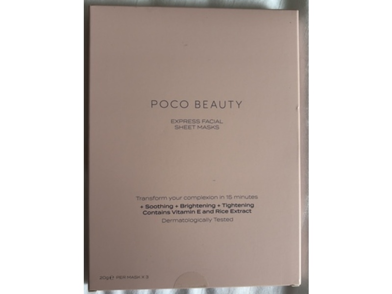 Poco Beauty Express Facial Sheet Masks, 20 g, 3 Count