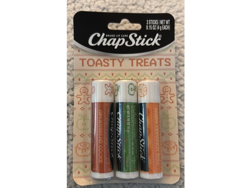 Chapstick Toasty Treats Lip Balm, Gingerbread Cookie, Warm Cinnamon Roll, Spiced Apple Crumble, 0.15 oz/4 g